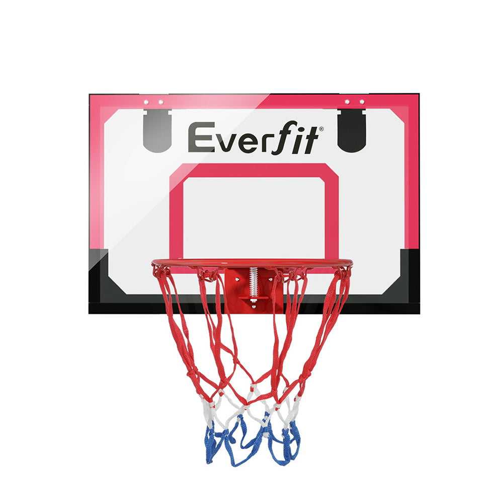 Everfit 23" Mini Basketball Hoop Backboard Door Wall Mounted Sports Kids Red BAS-HOOP-D23-RDBK