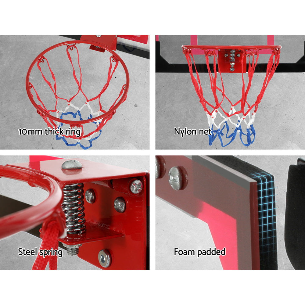 Everfit 23" Mini Basketball Hoop Backboard Door Wall Mounted Sports Kids Red BAS-HOOP-D23-RDBK