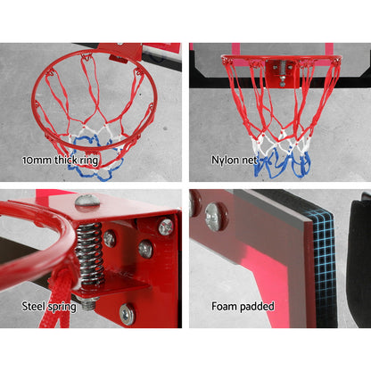 Everfit 23" Mini Basketball Hoop Backboard Door Wall Mounted Sports Kids Red BAS-HOOP-D23-RDBK