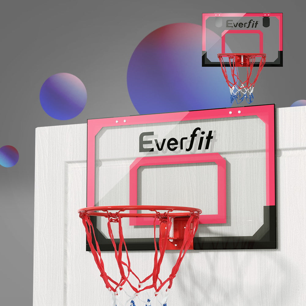 Everfit 23" Mini Basketball Hoop Backboard Door Wall Mounted Sports Kids Red BAS-HOOP-D23-RDBK