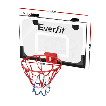 Everfit 23" Mini Basketball Hoop Backboard Door Wall Mounted Sports Kids Black BAS-HOOP-D23-WHBK