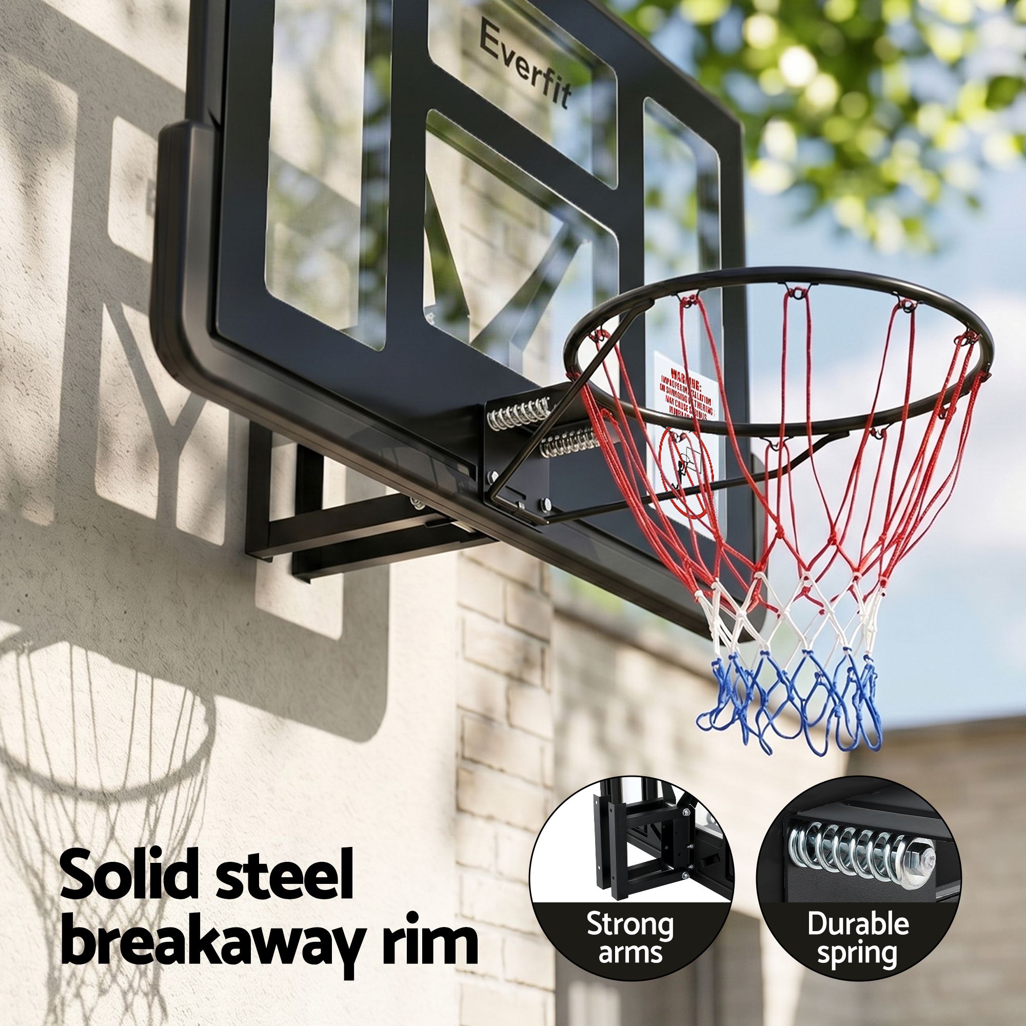 Everfit 43-Inch Wall Mount Kids Basketball Hoop Backboard Indoor Outdoor Sports BAS-HOOP-D45-BK