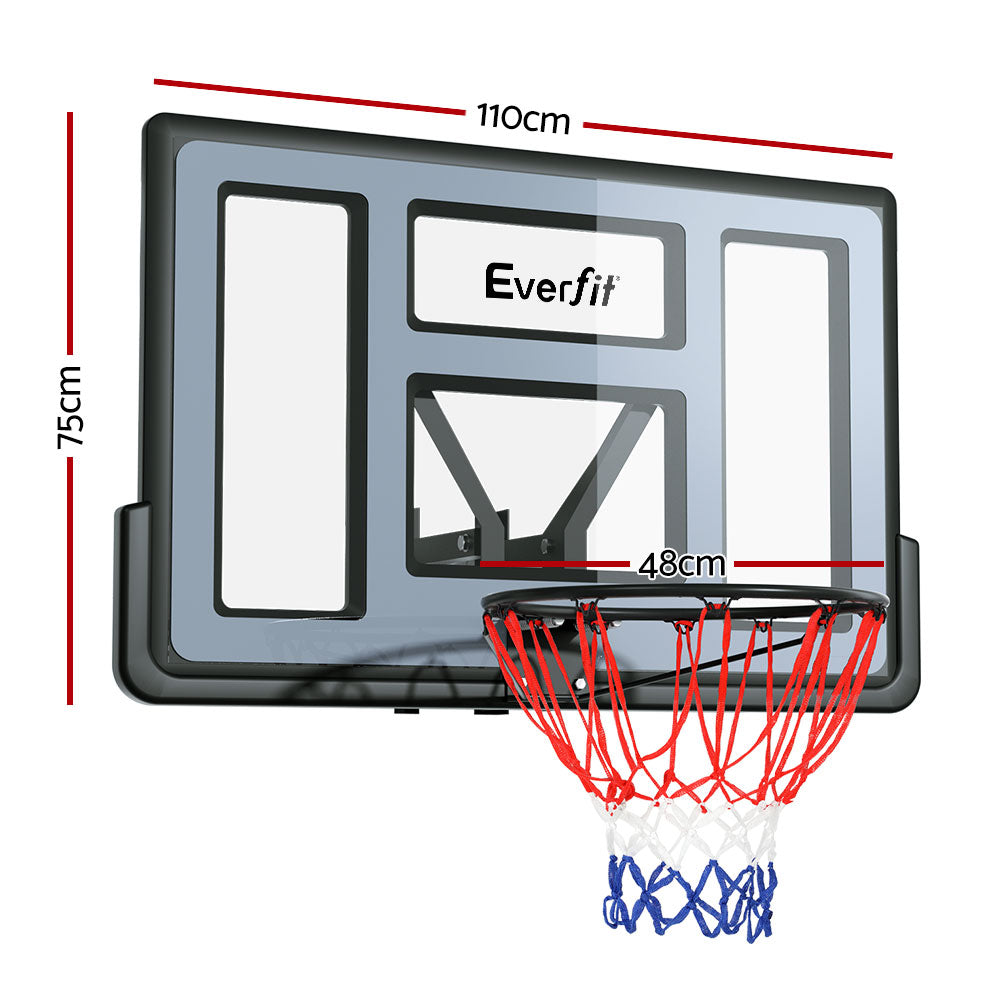 Everfit 45" Basketball Hoop Backboard Wall Mounted Ring Net Sports Pro System BAS-HOOP-D45-BLBK