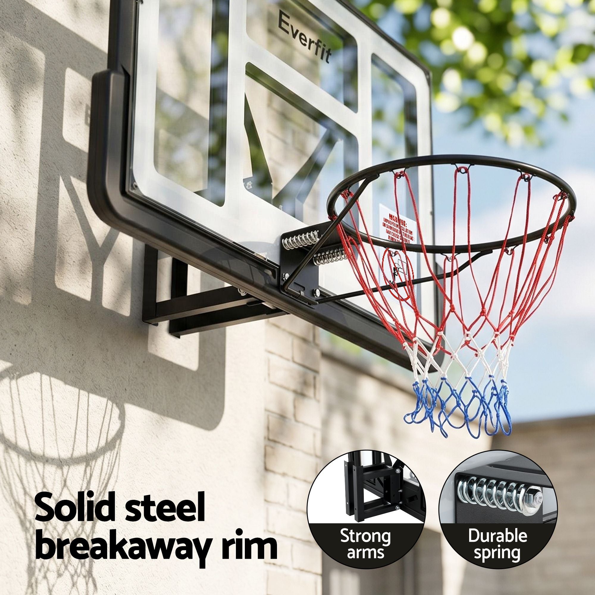 Everfit 43-Inch Wall Mount Kids Basketball Hoop Backboard Outdoor Sports BAS-HOOP-D45-WTBK