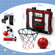 Everfit Mini Basketball Hoop Over Door Indoor LED Scoreboard Kids Set 40x30cm BAS-HOOP-ELEC-4030-RD