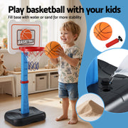 Keezi Kids Basketball Hoop Stand Baseball Set Adjustable Height Sports Toys Blue BAS-HOOP-KID-BASE-BU