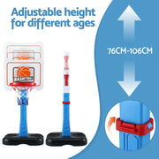 Keezi Kids Basketball Hoop Stand Baseball Set Adjustable Height Sports Toys Blue BAS-HOOP-KID-BASE-BU