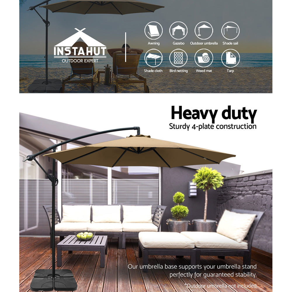 Instahut 50cm Outdoor Umbrella Base 4 Plates Stand Pod Cantilever BASE-UMB-50X50-FC4