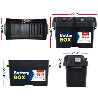 Giantz AGM Battery Box 12v XL Deep Cycle Portable Solar Caravan Camping BAT-BOX-DX