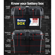 Giantz AGM Battery Box 12v XL Deep Cycle Portable Solar Caravan Camping BAT-BOX-DX