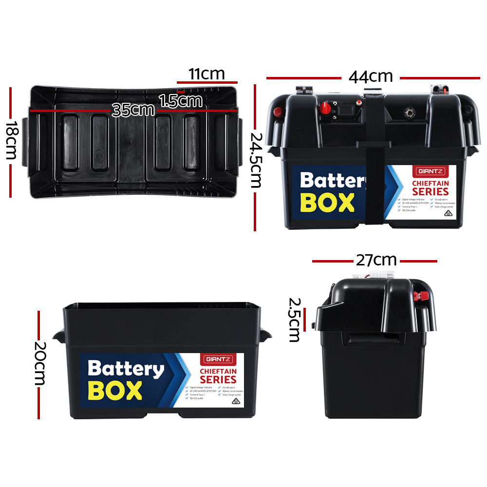 Giantz AGM Battery Box 12v Large Deep Cycle Box Portable Solar Caravan Camping BAT-BOX-SIM