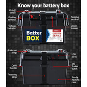 Giantz AGM Battery Box 12v Large Deep Cycle Box Portable Solar Caravan Camping BAT-BOX-SIM