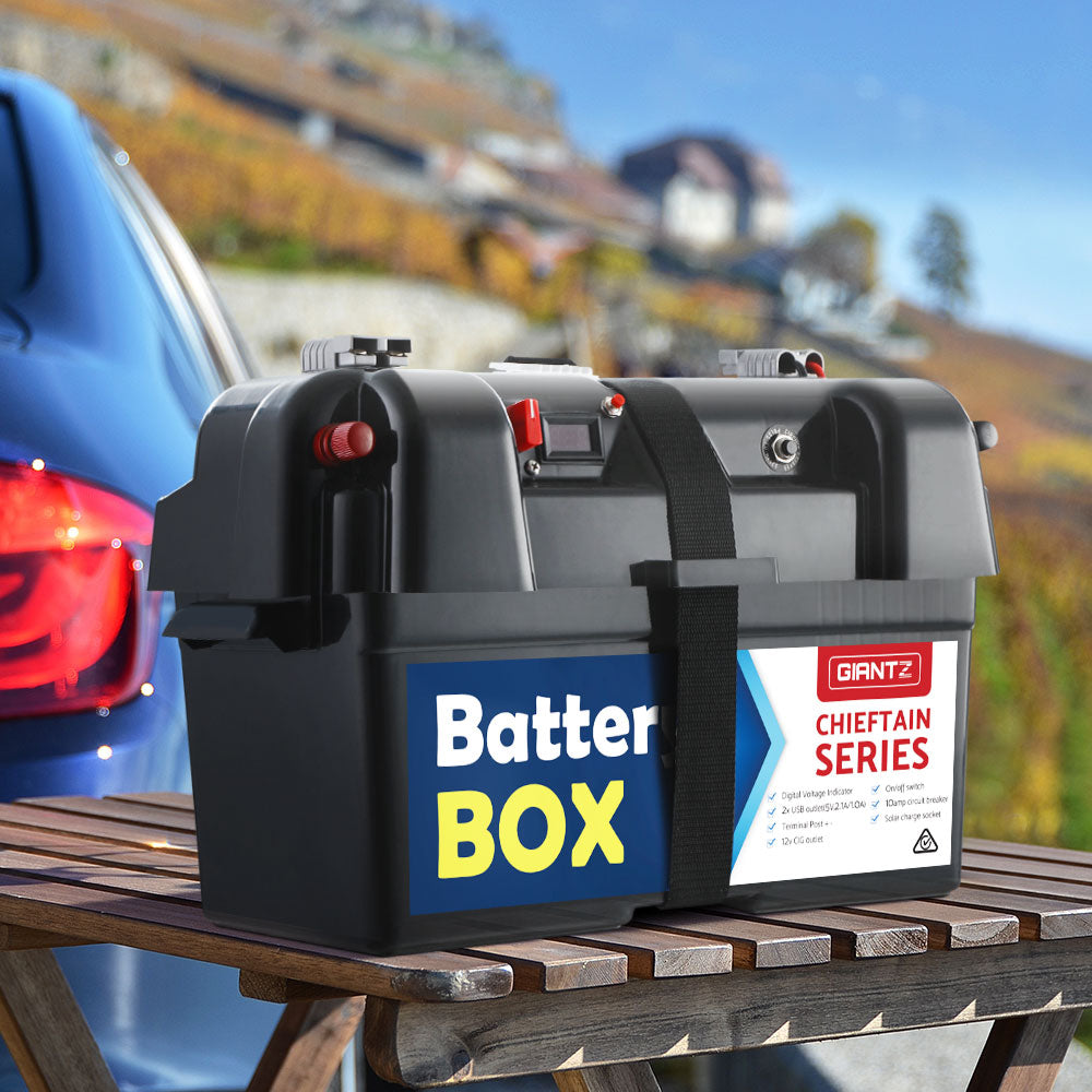 Giantz AGM Battery Box 12v Large Deep Cycle Box Portable Solar Caravan Camping BAT-BOX-SIM