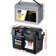 Giantz AGM Deep Cycle Battery 12V 120Ah Box Portable Solar Caravan Camping BAT-DX-C-120