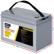 Giantz AGM Deep Cycle Battery 12V 100Ah Box Portable Solar Caravan Camping BATTERY-C-AGM-100