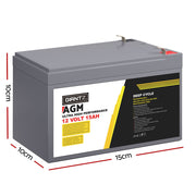 Giantz AGM Battery 12V 15Ah Deep Cycle Box Portable Solar Caravan Camping BATTERY-C-AGM-15