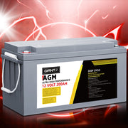 Giantz AGM Deep Cycle Battery 12V 200Ah Box Portable Solar Caravan Camping BATTERY-C-AGM-200