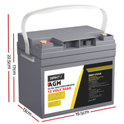 Giantz AGM Deep Cycle Battery 12V 50Ah Box Portable Solar Caravan Camping BATTERY-C-AGM-50