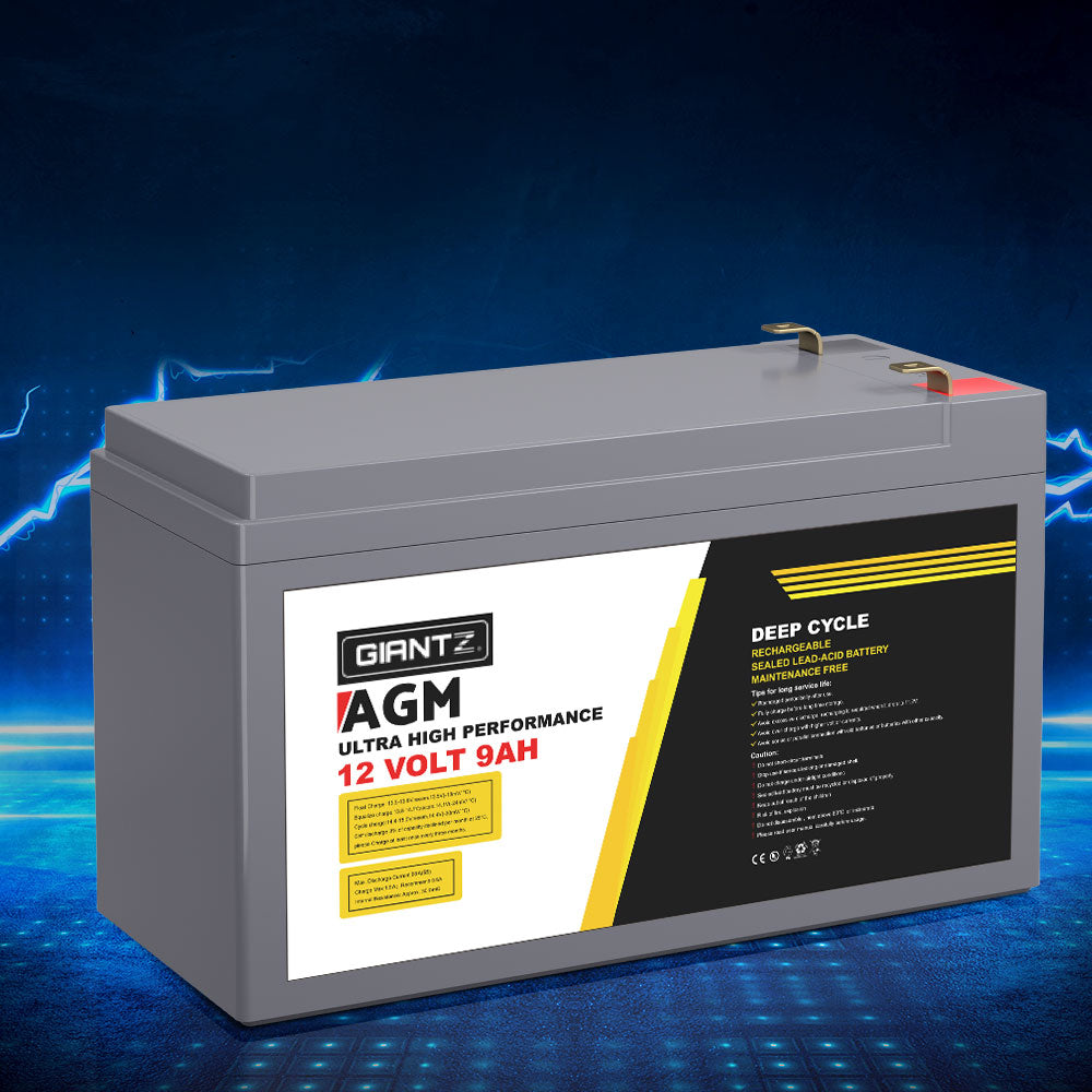 Giantz AGM Deep Cycle Battery 12V 9Ah Box Portable Solar Caravan Camping BATTERY-C-AGM-9