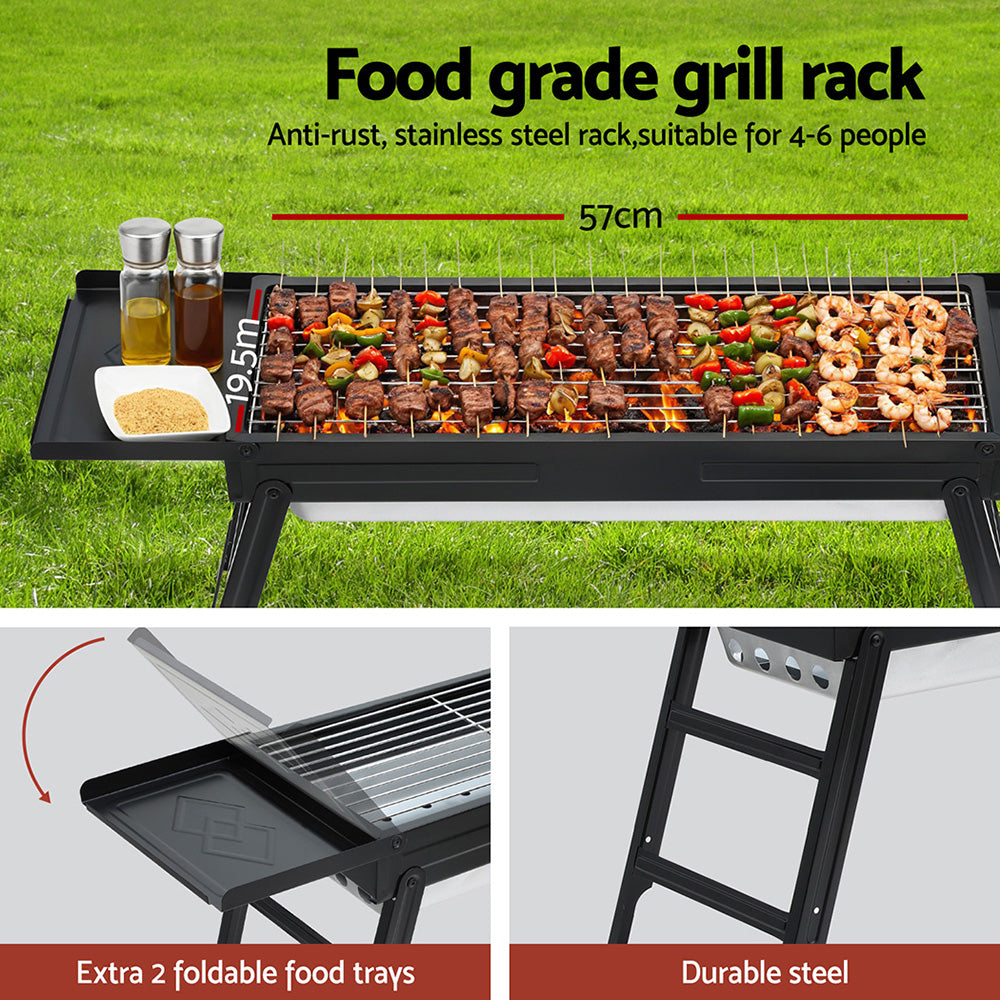 Grillz Charcoal BBQ Grill Smoker Portable Barbecue Outdoor Foldable Camping BBQ-B-SMOKER-DRAWER