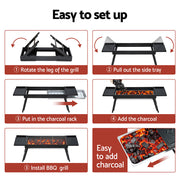 Grillz Charcoal BBQ Grill Smoker Portable Barbecue Outdoor Foldable Camping BBQ-B-SMOKER-DRAWER