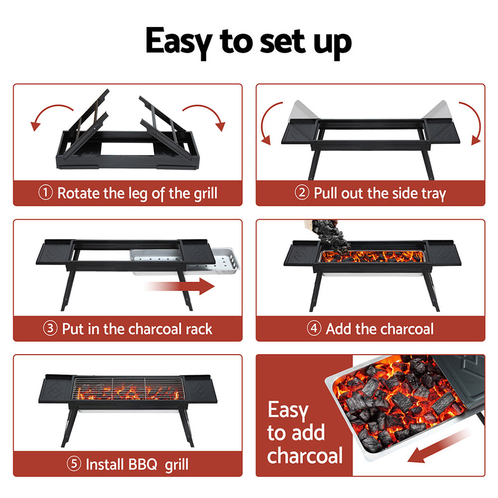 Grillz Charcoal BBQ Grill Smoker Portable Barbecue Outdoor Foldable Camping BBQ-B-SMOKER-DRAWER