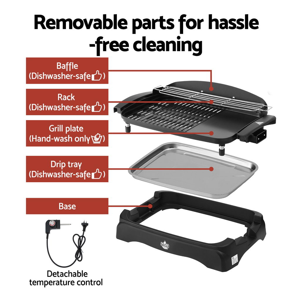 Grillz 1950W Electric BBQ Grill Non-stick Plate for Indoor Outdoor BBQ-ELC-PLATE