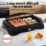 Grillz 1950W Electric BBQ Grill Non-stick Plate for Indoor Outdoor BBQ-ELC-PLATE