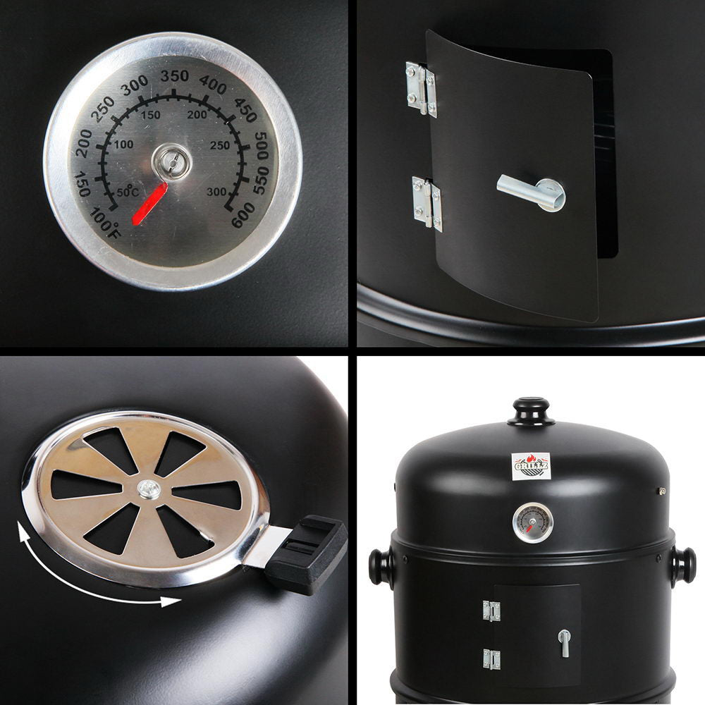 Grillz BBQ Grill 3-In-1 Charcoal Smoker BBQ-SMOKER-3IN1