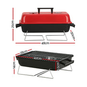 Grillz Charcoal BBQ Portable Grill Camping Barbecue Outdoor Cooking Smoker BBQ-SMOKER-BOX-RDBK
