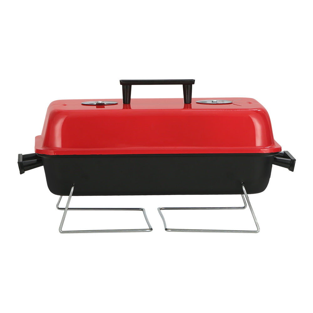 Grillz Charcoal BBQ Portable Grill Camping Barbecue Outdoor Cooking Smoker BBQ-SMOKER-BOX-RDBK