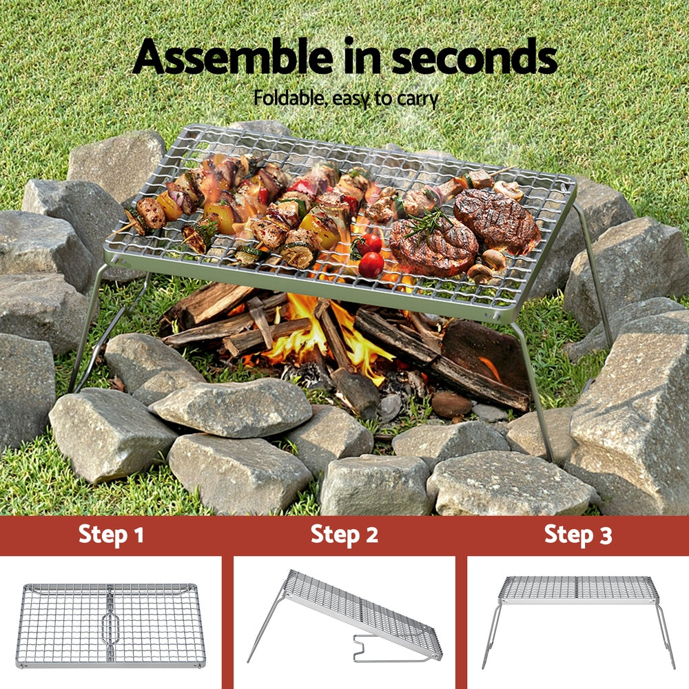 Grillz Portable BBQ Grill Charcoal Smoker Foldable Camping Outdoor BBQ-ST-GRILL