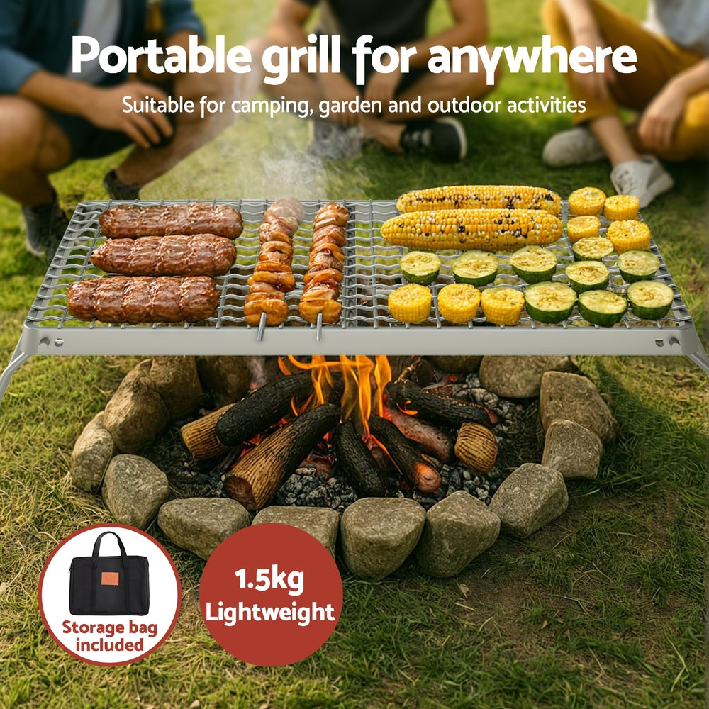 Grillz Portable BBQ Grill Charcoal Smoker Foldable Camping Outdoor BBQ-ST-GRILL