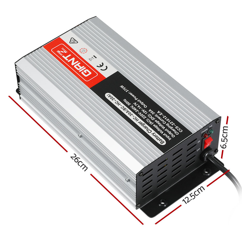 Giantz 12V 30A Car Battery Charger 30Amp ATV 4WD Boat Caravan BC-HC-30A