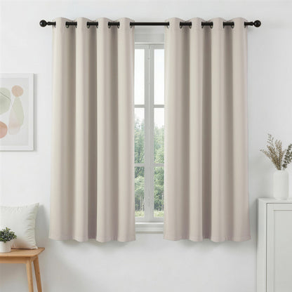 Artiss Blockout Curtains 2X 132x160cm Thermal Insulated Eyelet Drapes Beige BC-MATT-132X160-BG