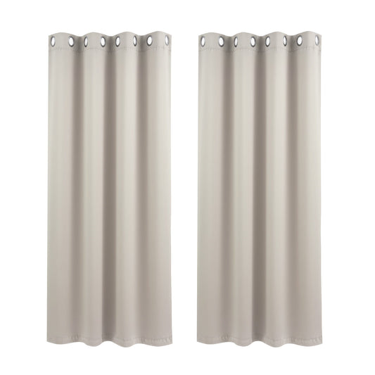 Artiss Blockout Curtains 2X 132x160cm Thermal Insulated Eyelet Drapes Beige BC-MATT-132X160-BG