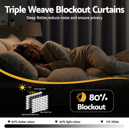 Artiss Blockout Curtains 2X 132x160cm Thermal Insulated Eyelet Drapes Beige BC-MATT-132X160-BG