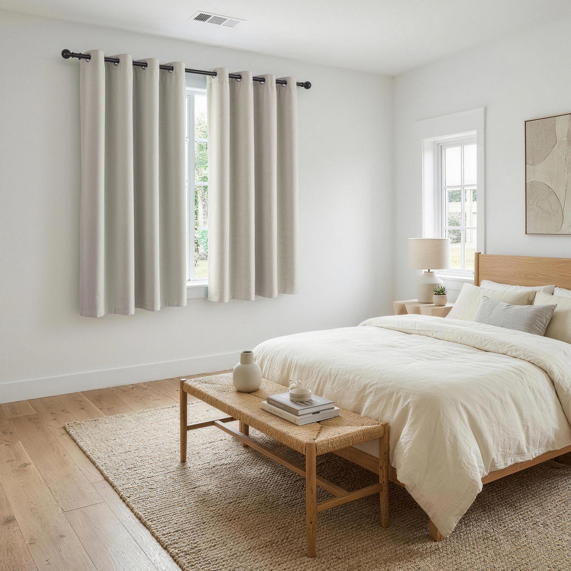 Artiss Blockout Curtains 2X 132x160cm Thermal Insulated Eyelet Drapes Beige BC-MATT-132X160-BG