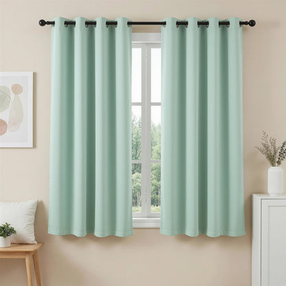Artiss Blockout Curtains 2X 132x160cm Thermal Insulated Eyelet Drapes Green BC-MATT-132X160-GN