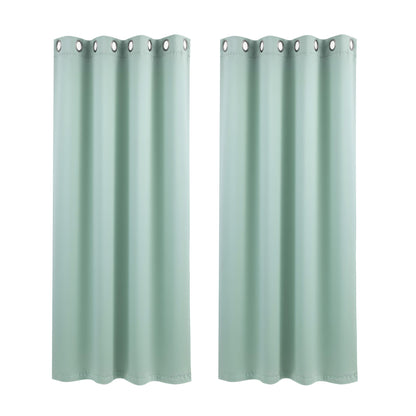 Artiss Blockout Curtains 2X 132x160cm Thermal Insulated Eyelet Drapes Green BC-MATT-132X160-GN