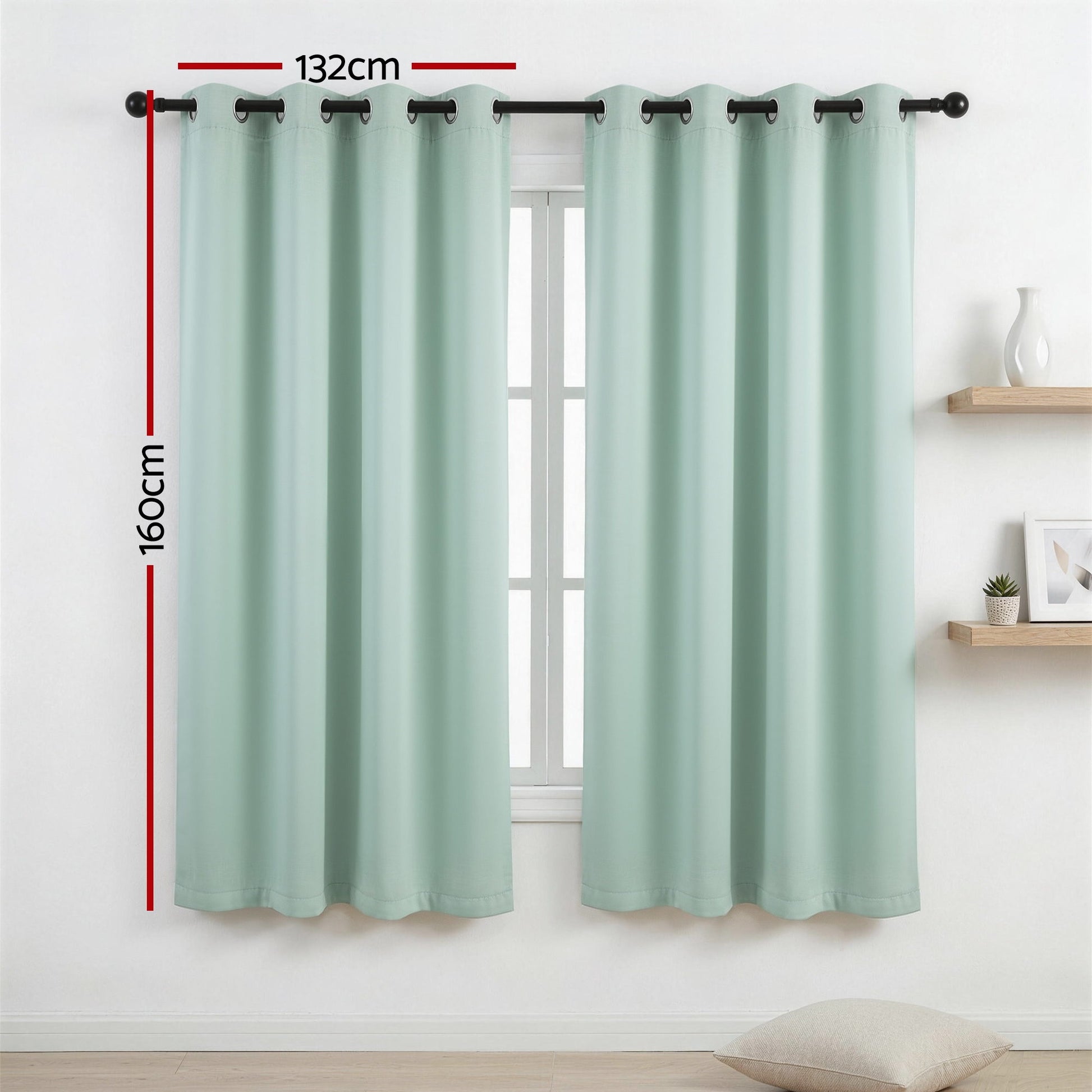 Artiss Blockout Curtains 2X 132x160cm Thermal Insulated Eyelet Drapes Green BC-MATT-132X160-GN