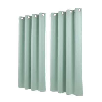 Artiss Blockout Curtains 2X 132x160cm Thermal Insulated Eyelet Drapes Green BC-MATT-132X160-GN