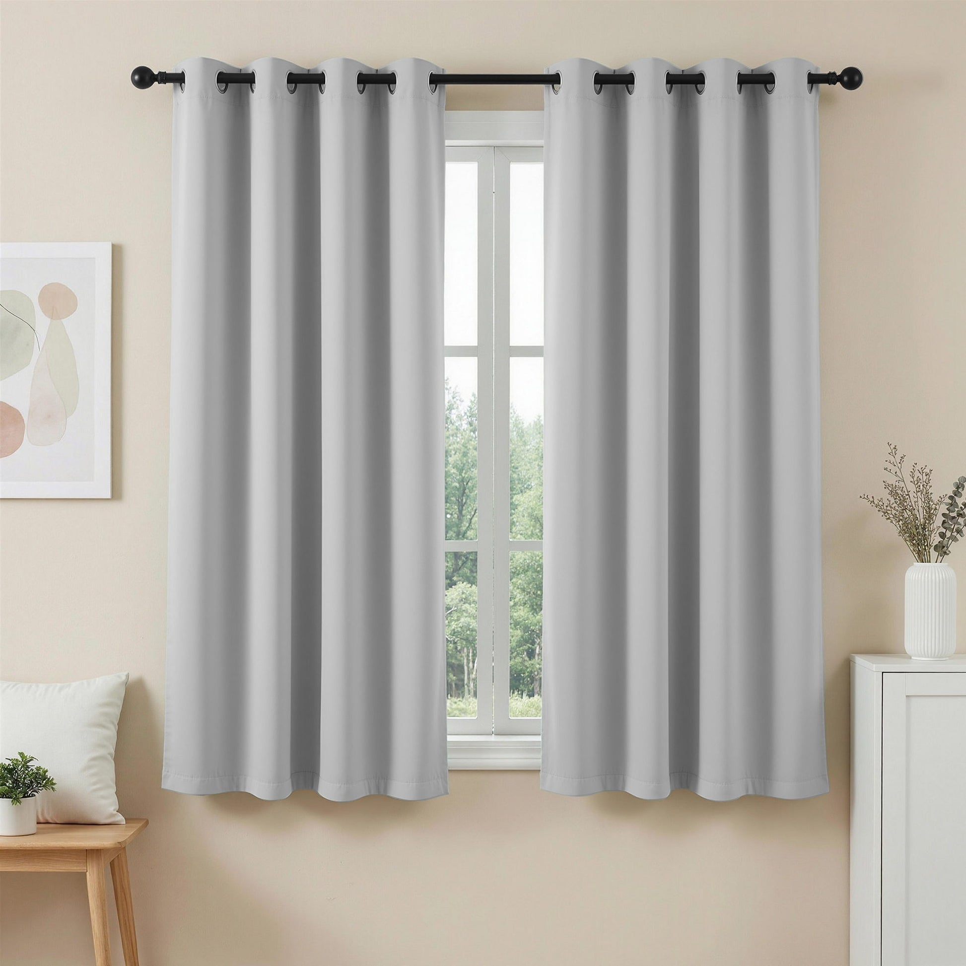 Artiss Blockout Curtains 2X 132x160cm Thermal Insulated Eyelet Drapes Grey BC-MATT-132X160-GY