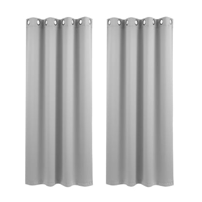 Artiss Blockout Curtains 2X 132x160cm Thermal Insulated Eyelet Drapes Grey BC-MATT-132X160-GY