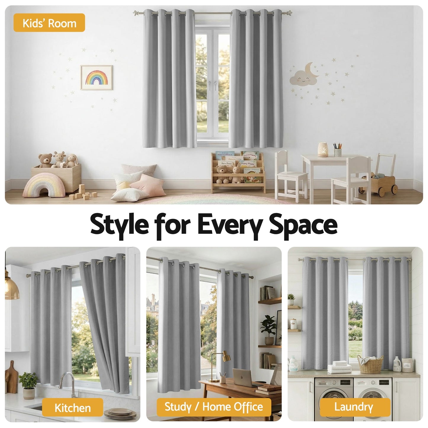 Artiss Blockout Curtains 2X 132x160cm Thermal Insulated Eyelet Drapes Grey BC-MATT-132X160-GY