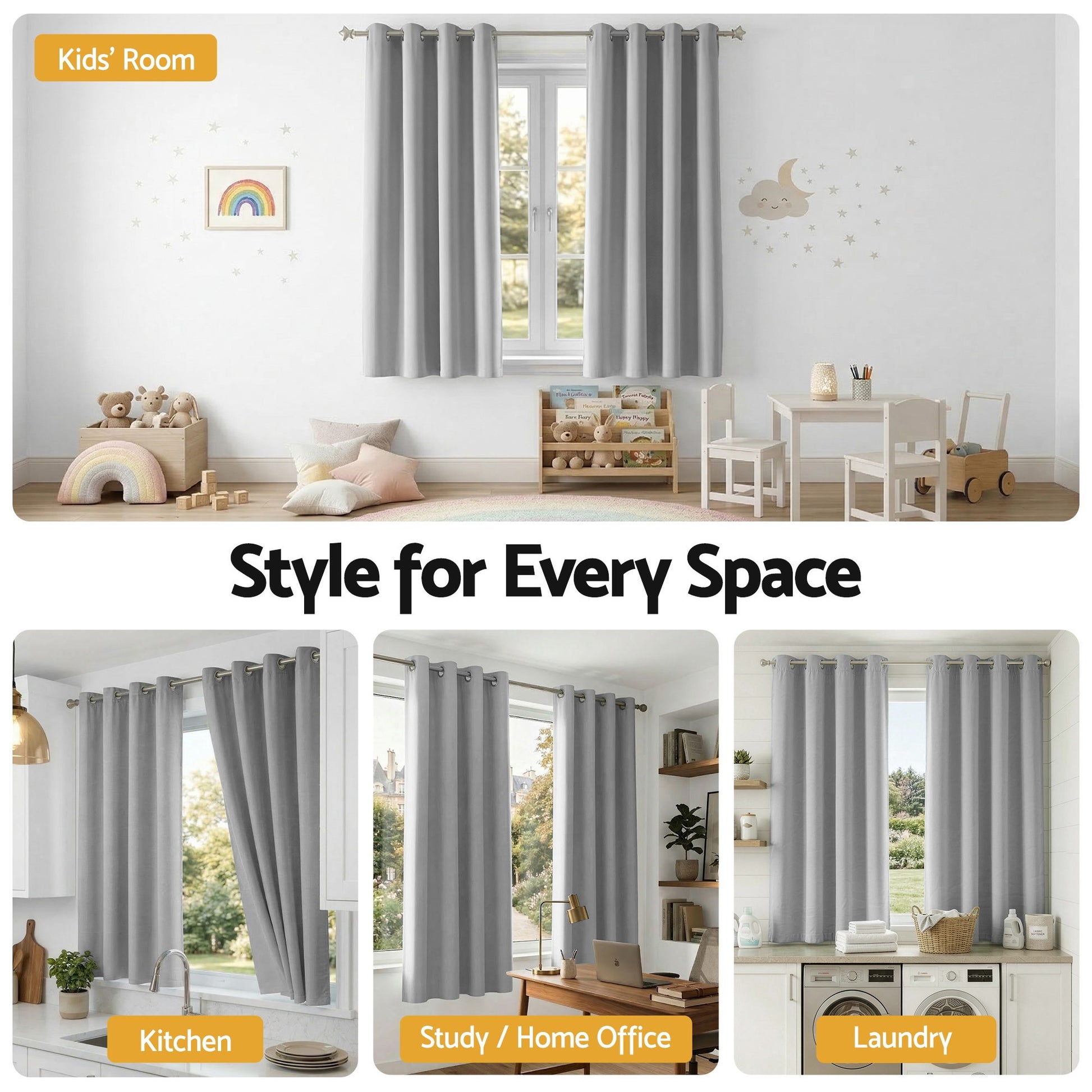 Artiss Blockout Curtains 2X 132x160cm Thermal Insulated Eyelet Drapes Grey BC-MATT-132X160-GY