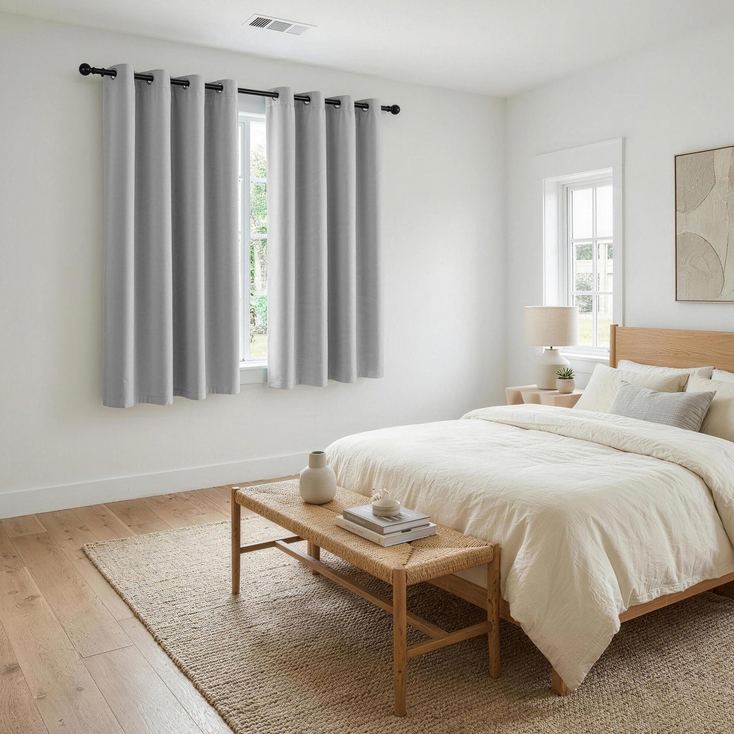 Artiss Blockout Curtains 2X 132x160cm Thermal Insulated Eyelet Drapes Grey BC-MATT-132X160-GY