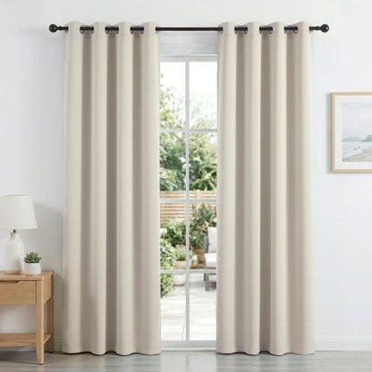 Artiss Blockout Curtains 2X 132x213cm Thermal Insulated Eyelet Drapes Beige BC-MATT-132X213-BG
