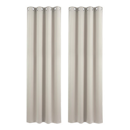 Artiss Blockout Curtains 2X 132x213cm Thermal Insulated Eyelet Drapes Beige BC-MATT-132X213-BG
