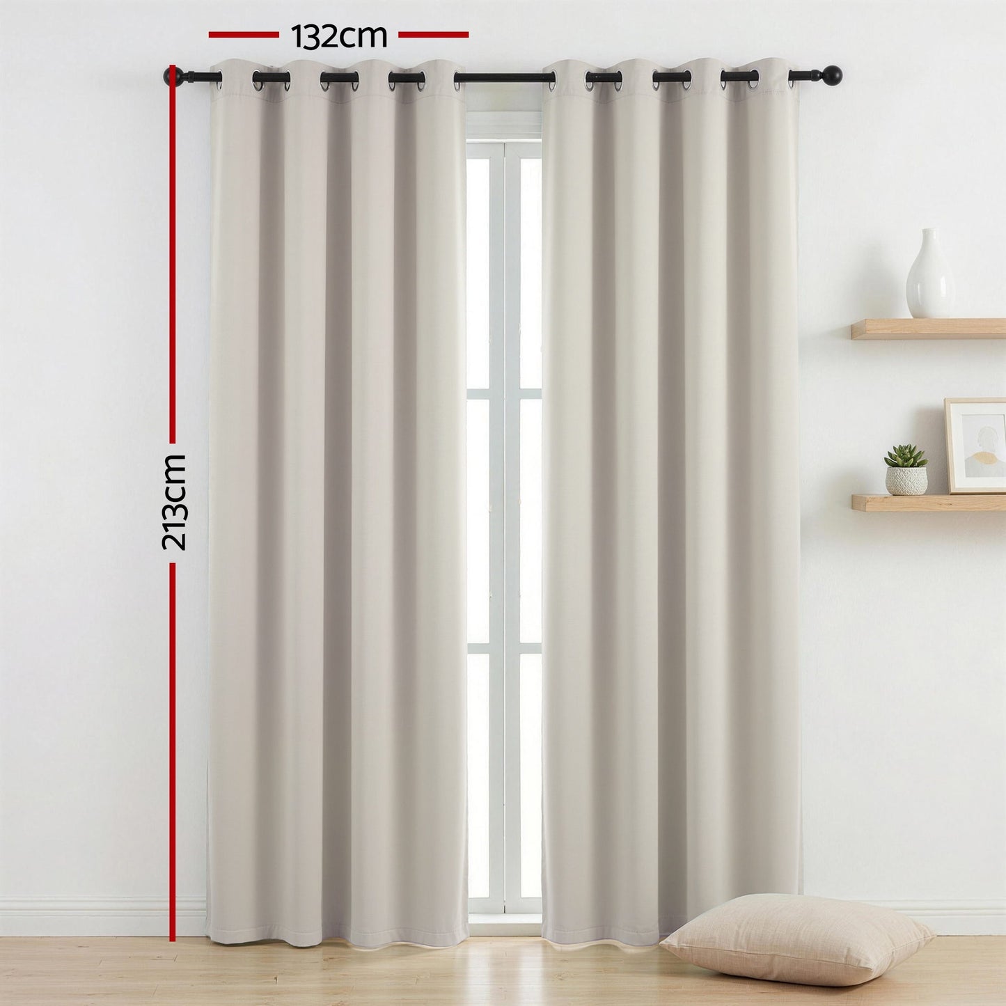 Artiss Blockout Curtains 2X 132x213cm Thermal Insulated Eyelet Drapes Beige BC-MATT-132X213-BG